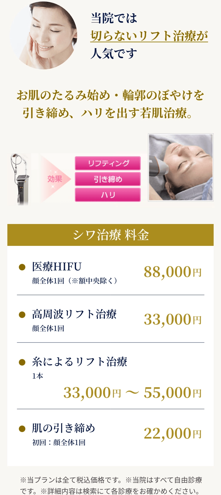切らないリフト治療が